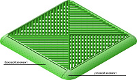 Боковой элемент газонной решетки ПВХ Альта-Профиль с пазами под замки, зеленый