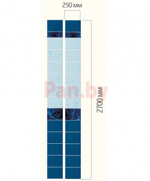 Панель ПВХ (пластиковая) с фотопечатью Кронапласт Unique Капли росы синий 2700*250*8 фото № 3