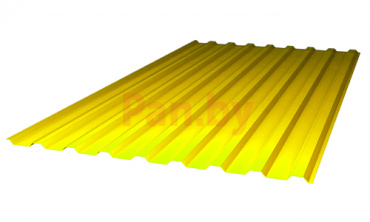 Поликарбонат профилированный Пластилюкс-Групп МП-20, желтый 2000*1150*0,8 мм (трапеция), 1,0 кг/м2 фото № 1