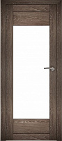 Межкомнатная дверь экошпон Юни Амати 14, Дуб Шале корица (белое стекло)