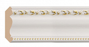 Плинтус потолочный из пенополистирола Декомастер Белый с золотом 155-54 (50*50*2400мм)