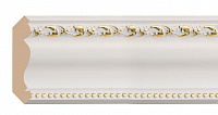 Плинтус потолочный из пенополистирола Декомастер Белый с золотом 155-54 (50*50*2400мм)