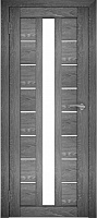 Межкомнатная дверь экошпон Юни Амати 17, Дуб Шале графит (белое стекло)