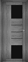 Межкомнатная дверь экошпон Юни Амати 21, Дуб Шале графит (черное стекло)