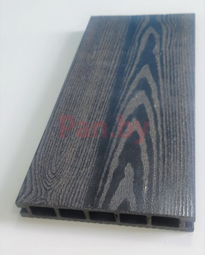 Террасная доска (декинг) из ДПК Терропласт на основе ПВХ, 165х6000мм Черная, брашированная фото № 2