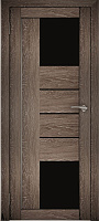 Межкомнатная дверь экошпон Юни Амати 21, Дуб Шале корица (черное стекло)