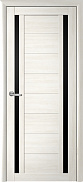 Межкомнатная дверь МДФ экошпон Albero Мегаполис Рига Кипарис белый, черное стекло