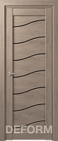 Межкомнатная дверь царговая экошпон Deform Серия D D2, Дуб шале седой Черный лак
