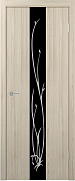 Межкомнатная дверь царговая экошпон Stark ST13 Капучино Черный лак с рисунком