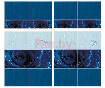 Панель ПВХ (пластиковая) с фотопечатью Кронапласт Unique Капли росы синий 2700*250*8 фото № 2