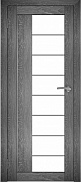 Межкомнатная дверь экошпон Юни Амати 9, Дуб Шале графит (белое стекло)
