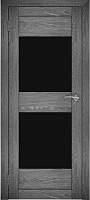 Межкомнатная дверь экошпон Юни Амати 15, Дуб Шале графит (черное стекло)