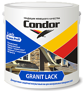 Лак акриловый для минеральных поверхностей Condor Granit Lack бесцветный полуматовый 2,3 кг
