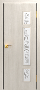 Межкомнатная дверь МДФ ламинированная Юни Стандарт С-53, Беленый дуб (художественное стекло)