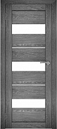 Межкомнатная дверь экошпон Юни Амати 12, Дуб Шале графит (белое стекло)