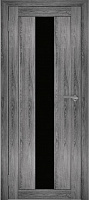 Межкомнатная дверь экошпон Юни Амати 5, Дуб Шале графит (черное стекло)