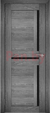 Межкомнатная дверь экошпон Юни Амати 18, Дуб Шале графит (черное стекло)