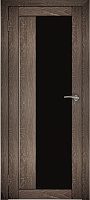 Межкомнатная дверь экошпон Юни Амати 9, Дуб Шале корица (черное стекло)
