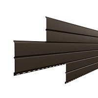 Сайдинг наружный металлический МеталлПрофиль Lбрус Темно-коричневый 2м (ПЭ, 0,45мм, глянец.)