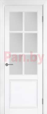 Межкомнатная дверь массив ольхи эмаль Belari Орлеано 2 Белая эмаль Матовое стекло