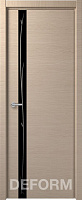 Межкомнатная дверь экошпон Deform Серия H Н-2, Дуб французский капучино Черное зеркало с рисунком