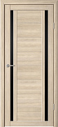 Межкомнатная дверь МДФ экошпон Albero Мегаполис Рига Лиственница мокко, черное стекло