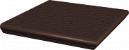 Клинкерная ступень Paradyz Natural Brown Duro угловая с капиносом 330x330 рельефная