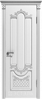 Межкомнатная дверь эмаль Эстэль Люкс Александрия, Белая Эмаль (патина серебро)