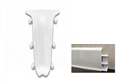 Угол внутренний для плинтуса ПВХ Ideal Деконика 001-G Белый Глянец 70 мм