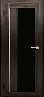 Межкомнатная дверь экошпон Юни Амати 9, Дуб венге (черное стекло)