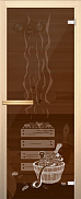 Дверь для бани и сауны стеклянная Akma Light Банька, Бронза (стекло прозрачное)
