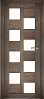 Межкомнатная дверь экошпон Юни Амати 13, Дуб Шале корица (белое стекло)