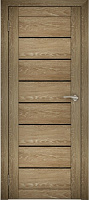 Межкомнатная дверь экошпон Юни Амати 1, Дуб Шале натуральный (черное стекло)