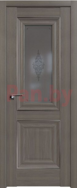 Межкомнатная дверь царговая ProfilDoors серия X Классика 28X, Орех пекан Мателюкс графит кристалл (молдинг серебро)