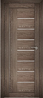 Межкомнатная дверь экошпон Юни Амати 7, Дуб Шале корица (белое стекло)