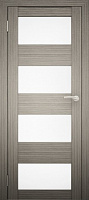 Межкомнатная дверь экошпон Юни Амати 2, Дуб дымчатый (белое стекло)