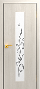 Межкомнатная дверь МДФ ламинированная Юни Стандарт С-5, Беленый дуб (художественное стекло)