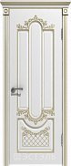 Межкомнатная дверь эмаль Эстэль Люкс Александрия, Белая Эмаль (патина золото)