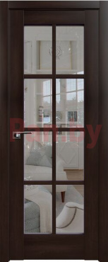 Межкомнатная дверь царговая ProfilDoors серия X Классика 101X, Орех сиена Мателюкс прозрачный фото № 1