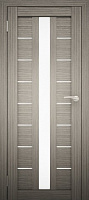 Межкомнатная дверь экошпон Юни Амати 17, Дуб дымчатый (белое стекло)