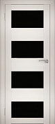 Межкомнатная дверь экошпон Юни Амати 2, Эшвайт (черное стекло)