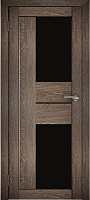 Межкомнатная дверь экошпон Юни Амати 22, Дуб Шале корица (черное стекло)
