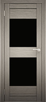 Межкомнатная дверь экошпон Юни Амати 15, Дуб дымчатый (черное стекло)