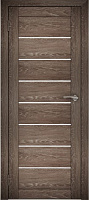 Межкомнатная дверь экошпон Юни Амати 1, Дуб Шале корица (белое стекло)