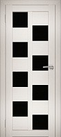 Межкомнатная дверь экошпон Юни Амати 13, Эшвайт (черное стекло)