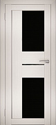 Межкомнатная дверь экошпон Юни Амати 22, Эшвайт (черное стекло)