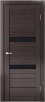 Межкомнатная дверь царговая экошпон МДФ Техно Профиль Dominika 121 Дуб серый (стекло черное)