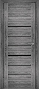 Межкомнатная дверь экошпон Юни Амати 1, Дуб Шале графит (черное стекло)