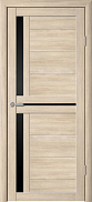 Межкомнатная дверь МДФ экошпон Albero Мегаполис Кельн Лиственница мокко, черное стекло
