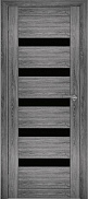 Межкомнатная дверь экошпон Юни Амати 3, Дуб Шале графит (черное стекло)